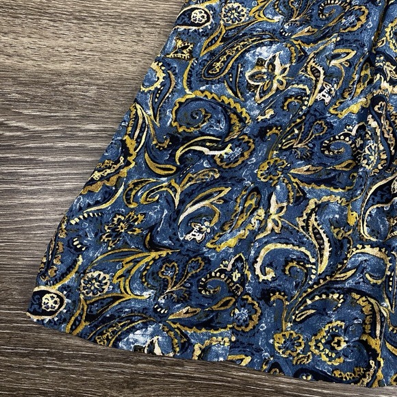 Garnet Hill Dress Womens Size 12 Blue Dropwaist Button-Up Fall Paisley Quiet Lux - Picture 7 of 15